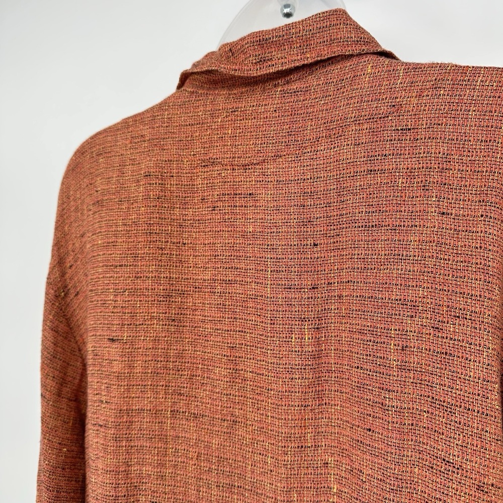 Flax Linen Sz S Orange Tweed Zip Front Jacket Collared Oversized Lagenlook‎ - Picture 4 of 9